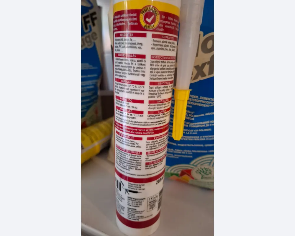 Soudal neutrális szilikon kartus hátoldala