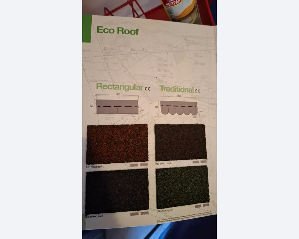 Tegola Eco Roof bitumenes zsindely forma- és színminták